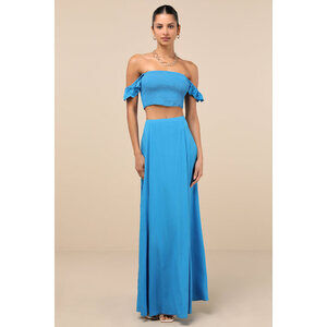 Lulus Trancoso Bright Blue Two-piece Maxi Dress - Size L